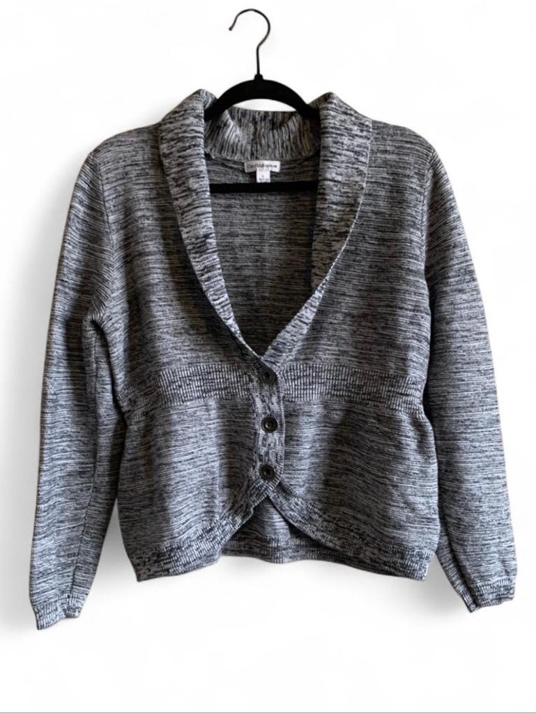 Croft & Barrow Heather Gray Shawl Collar Button-Front Cardigan